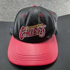 Vintage Kansas City Chiefs Hat Mens One Size Black NFL Football Modern Leather